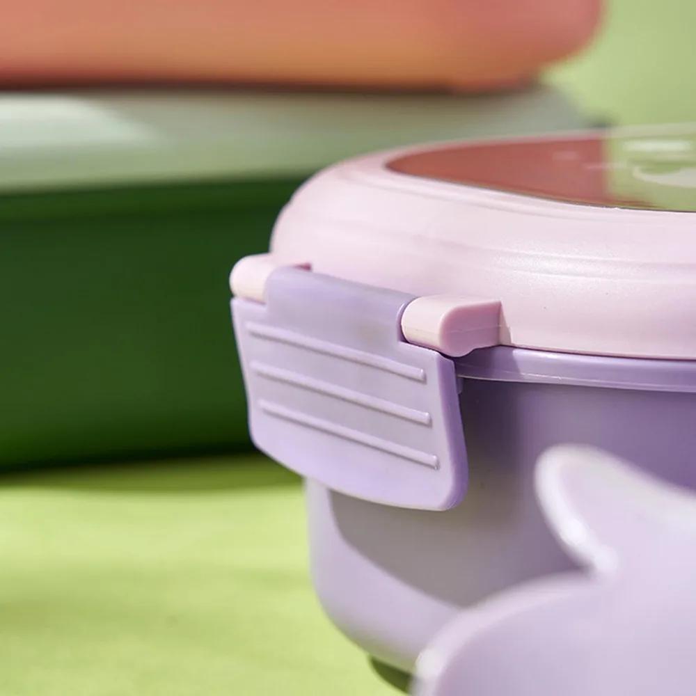 Bento Lunchbox Tragbar Sicher Auslaufsicher Unterteilt Edelstahl Thermische Lunchbox für Studenten Schule Büro Lila