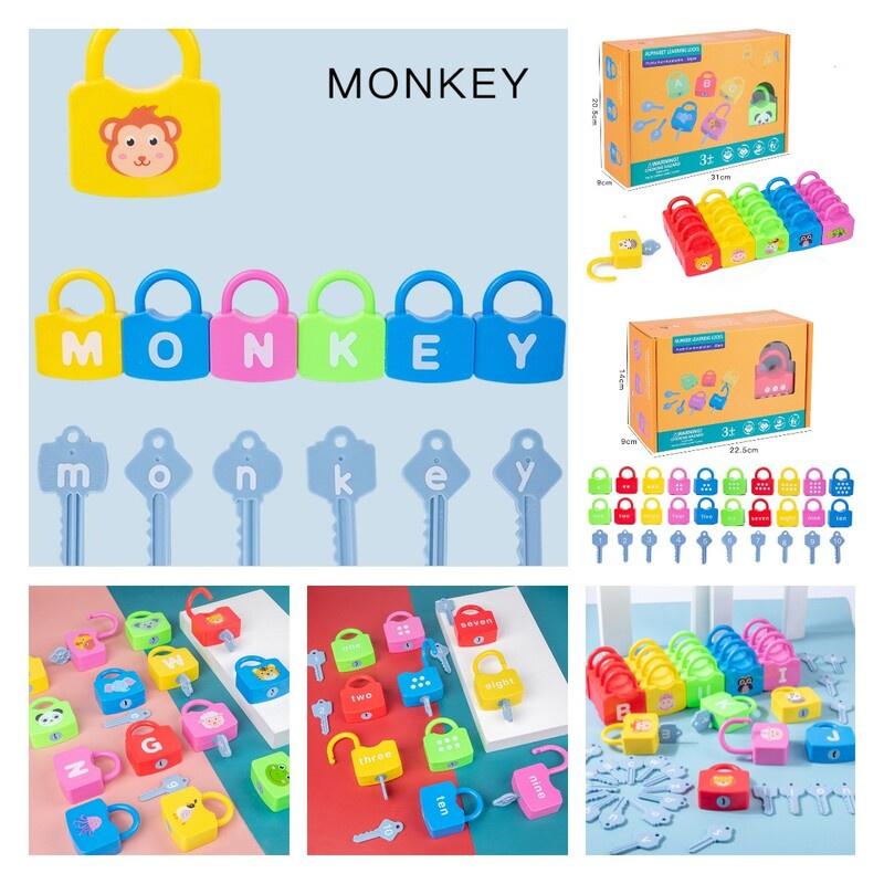 Kids Learning Lock Keys Alphabet Number Matching Early Education Toys