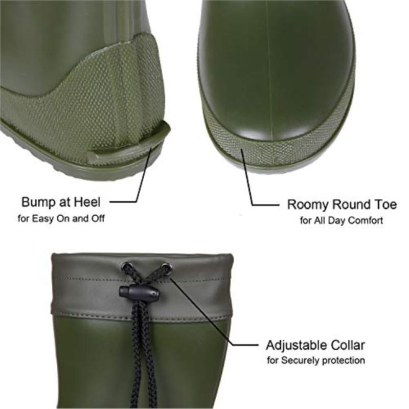 Fashion Crestar Women's Rain Boots Outdoor Super Waterproof Rubber Garden Boots Mud Boots Lady Non-slip Ultra Lightweight Flat Wellies