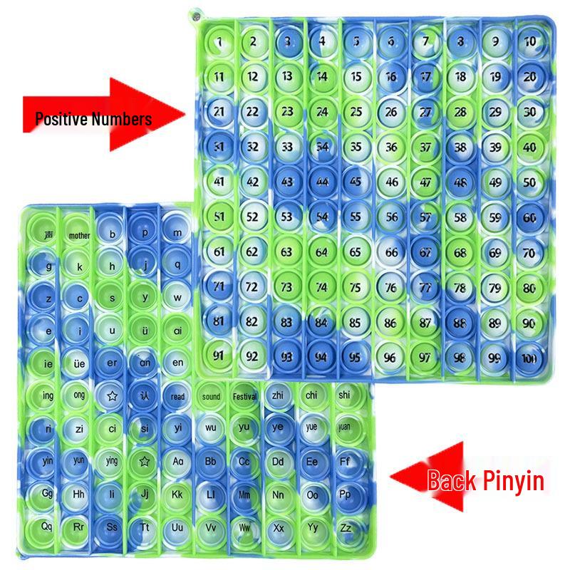 24cm Silicone Rainbow Kids' Learning Toy: Letters, Numbers, Multiplication Pop-It Fidget