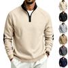 Men S Casual Fleece Half Zip Stand Collar Long Sleeve Color Block Sweatshirt