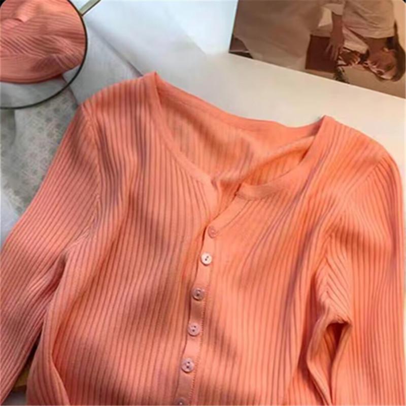 

Нежный субтотальный ощущение нового кардиган женский весенне-осенний короткий приталенный жакет топ с длинным рукавом average size оранжевый