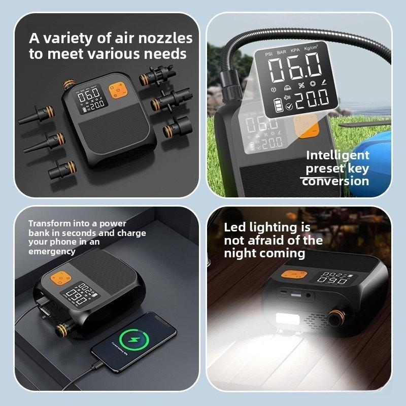 Outdoor Portable Electric Car Air Pump Intelligent Inflatable Outdoor Tent SUP Pulp Board Kayaking Wireless Air Pump