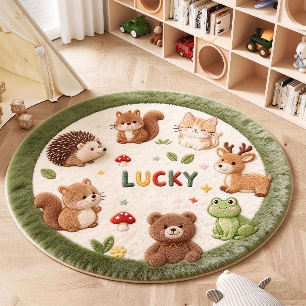 Imitation Cashmere Animal Round Carpets Soft Bedside Carpet Home Decorative Carpet Home Decor