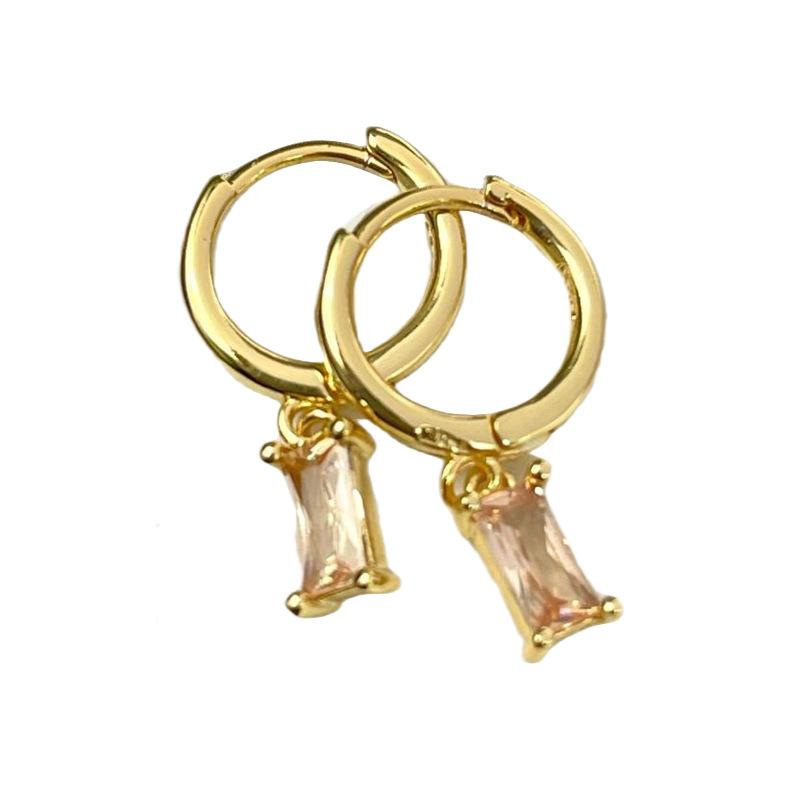 Minimalist Multi Color Baguette Zircon Hoop Earrings Gold Tone Tiny Charm Huggie Earrings for Women Mix Color Stackable Jewelry