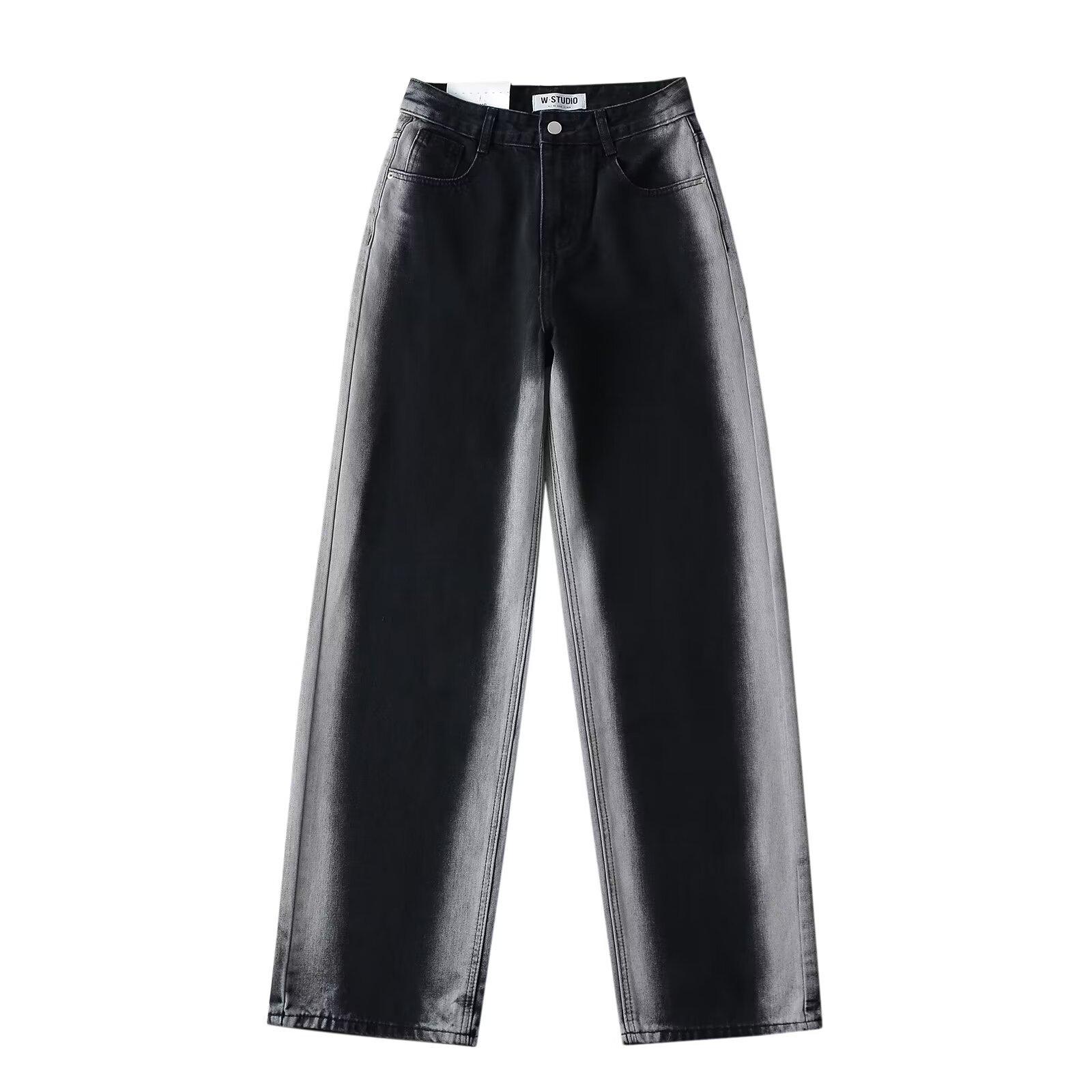 

Gradient Spicy Girl High-Waisted Boyfriend Jeans - Loose, Wide-Leg, Casual Style Large чёрный