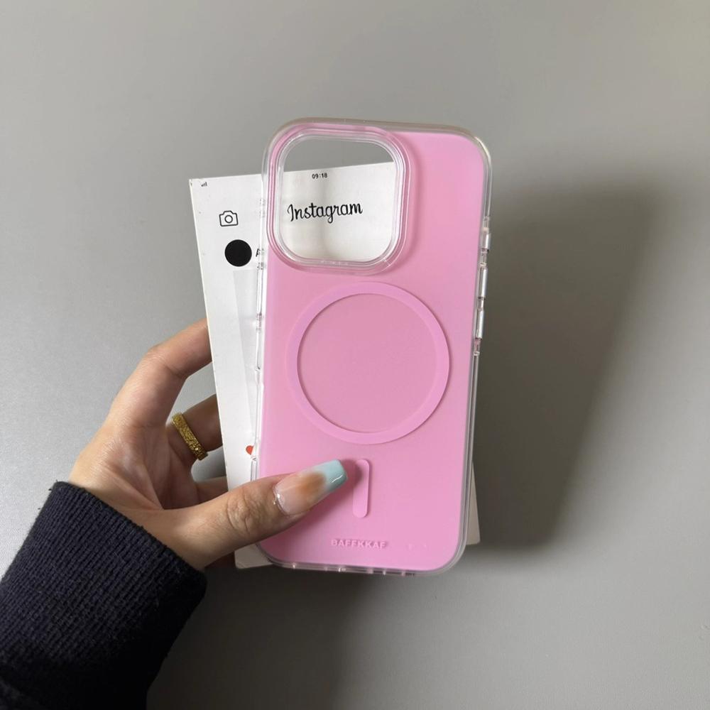 Krásné růžové jednobarevné magnetické pouzdro na telefon pro iPhone 13 14 15 16 17 Pro Max Pro MagSafe Bezdrátové nabíjení Ochranný kryt pro dívky