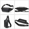 Fårskinn Business Midjeväska Herrläder Bröstväska Herr Crossbodyväska Retro Vattentät Crossbodyväska