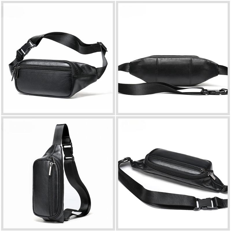 Fårskinn Business Midjeväska Herrläder Bröstväska Herr Crossbodyväska Retro Vattentät Crossbodyväska