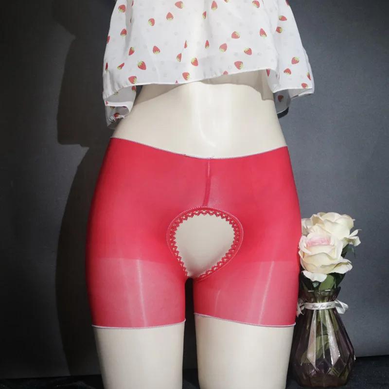 Sexy Open Crotch Men Women Underwears Sissy Boxer Briefs Unisex Underpant Crotchless Knickers Bikini Sheer Glossy Stretch Shorts