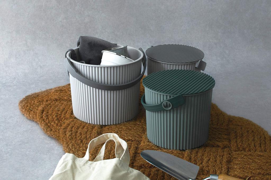 Yawata Kasei Omnioutil Natural Luxe 20L Bucket with Lid, Luxe Gray, LL, Made in Japan (Product Code: 234890)