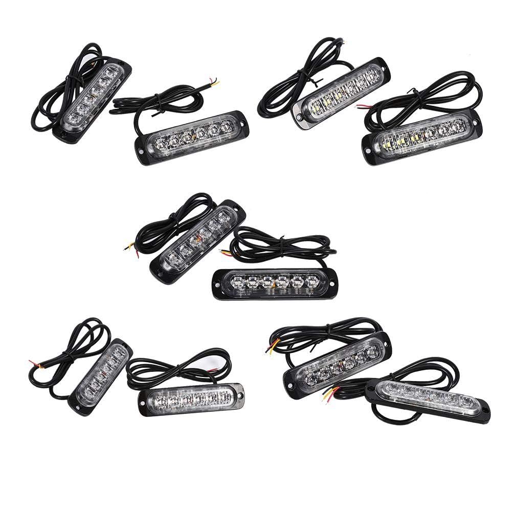 2pcs DC 12/24V 6LED Emergency Strobe Light Warning Strobe Light Emergency Light Flashing Lamp