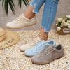 Women Natural Suede Leather Lace-up Sneakers Round Toe Soft Comfort Casual Female Outdoor Drive/walk Shoes for Woman