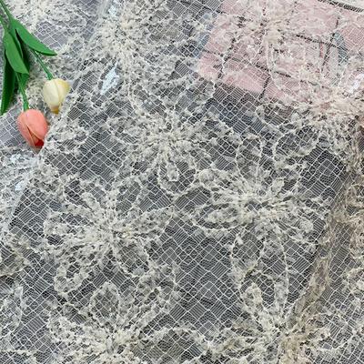 3D Floral Sequin Embroidery Lace Fabric for Wedding Dresses & Evening Gowns