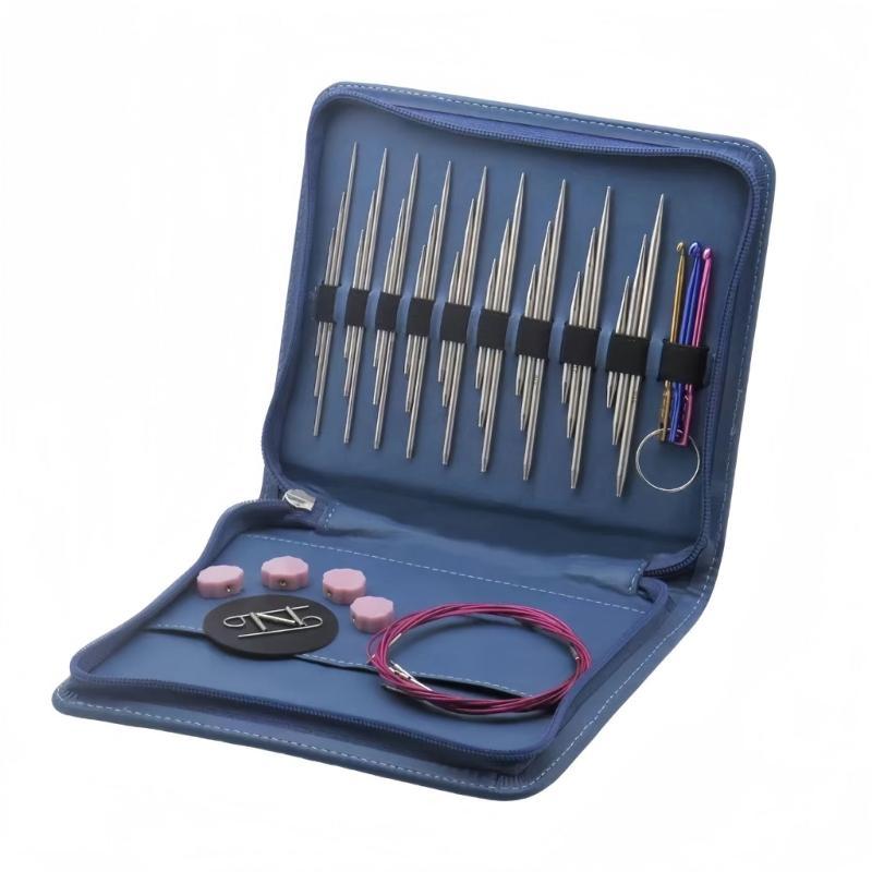 J0MC DIY Sweater Knitting Tool Accessories Kits for Handmade Crafts, Stainless Interchangeable Knitting Needle Set with Bag
