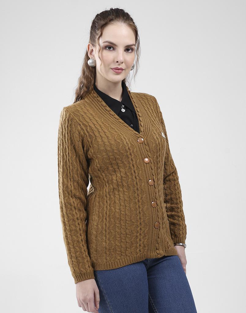 MONTE CARLO Women's V Neck Full Sleeves Cardigan