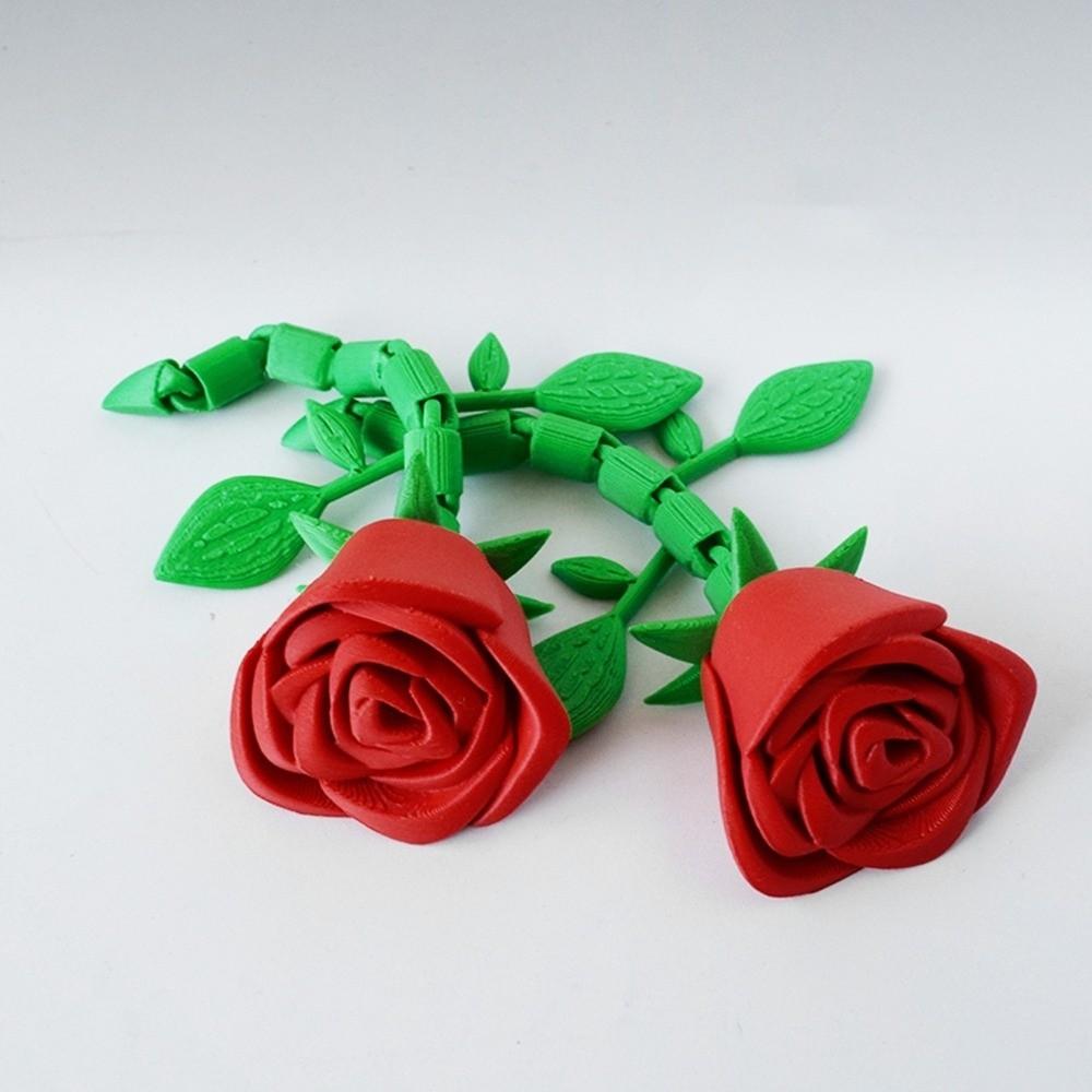 3D Printed Twisted Rose Ornaments Funny Movable Joints Red Rose  Valentine's Day