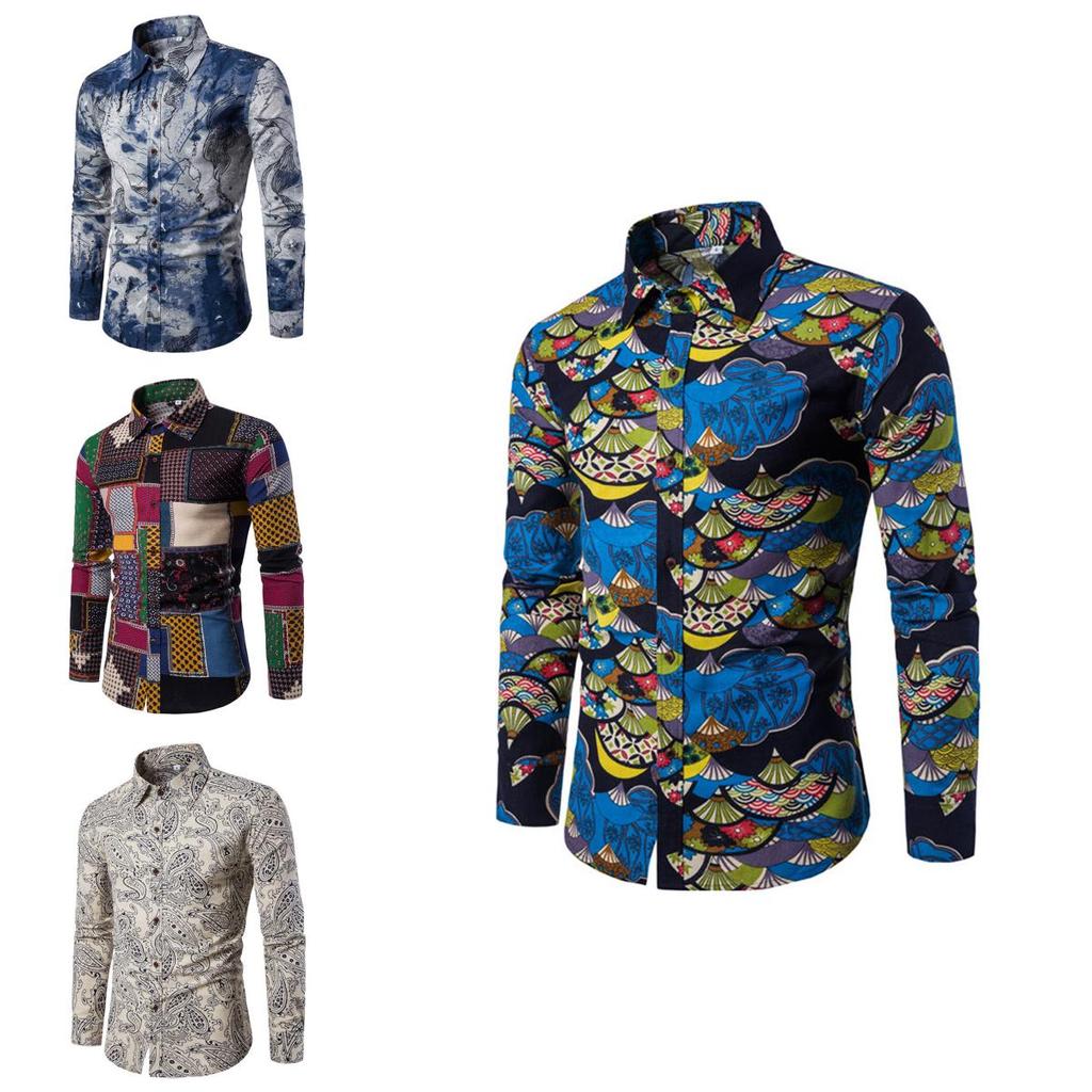 Fashion Mens Summer Casual Dress Shirt With Vibrant Floral Design And Comfortable Cotton Blended Fabric