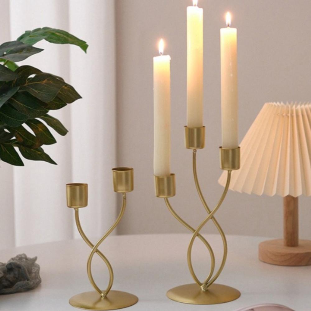 European Style Iron Candle Holder Romantic Dinner Table Decor Home Living Room Ornament for Candlelight Decoration