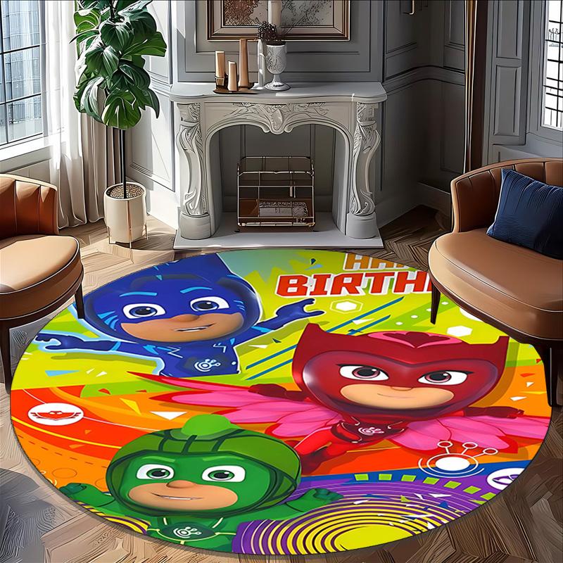 1pc PJ Marks1 Design Printed Area Round Carpet for Bedroom Living Room Home Decor Rugs Mat Non Slip Mat Rug for Bedside