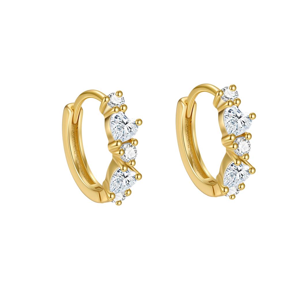 925 Sterling Silver Heart CZ Hoop Earrings for Women Dainty Gold Plated Zircon Huggie Hoops Hypoallergenic Cute Jewelry