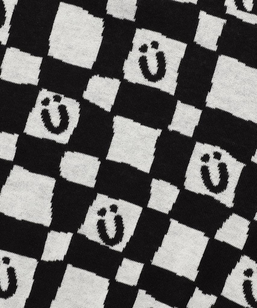 ISTKUNST Checkerboard Smiley Collar Half Knit_Black(Ik2Dmmk641A)