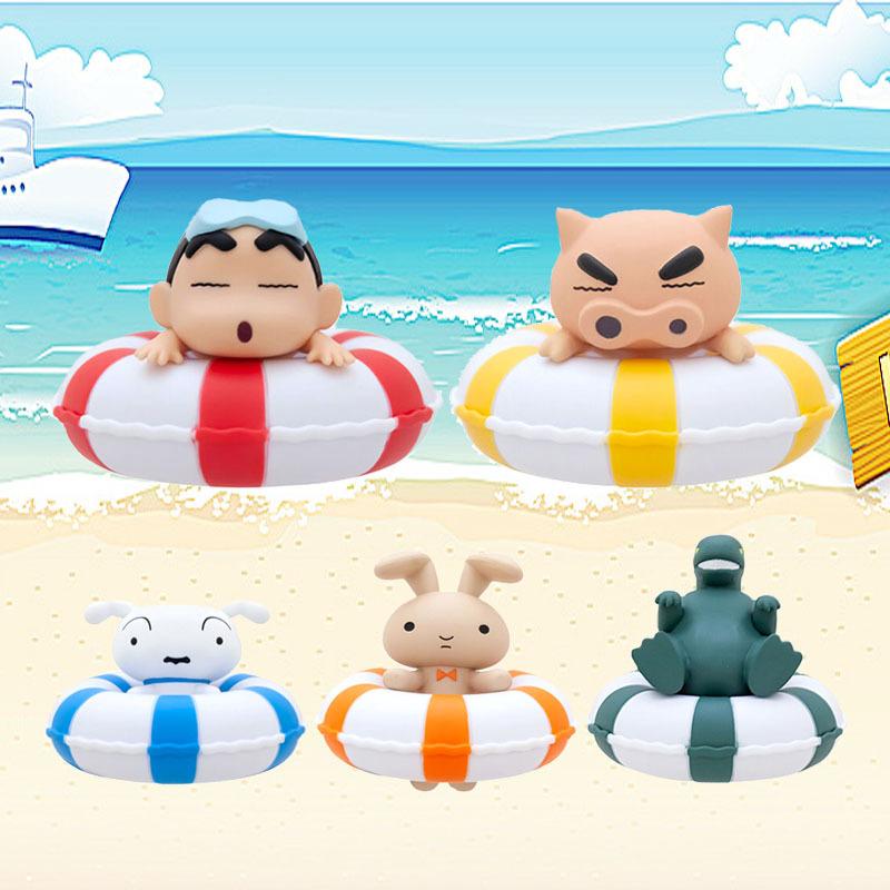 Shinchan 5pcs Crayon Swimming Ring Figure Toys Rabbit Dinosaur Models Ornament