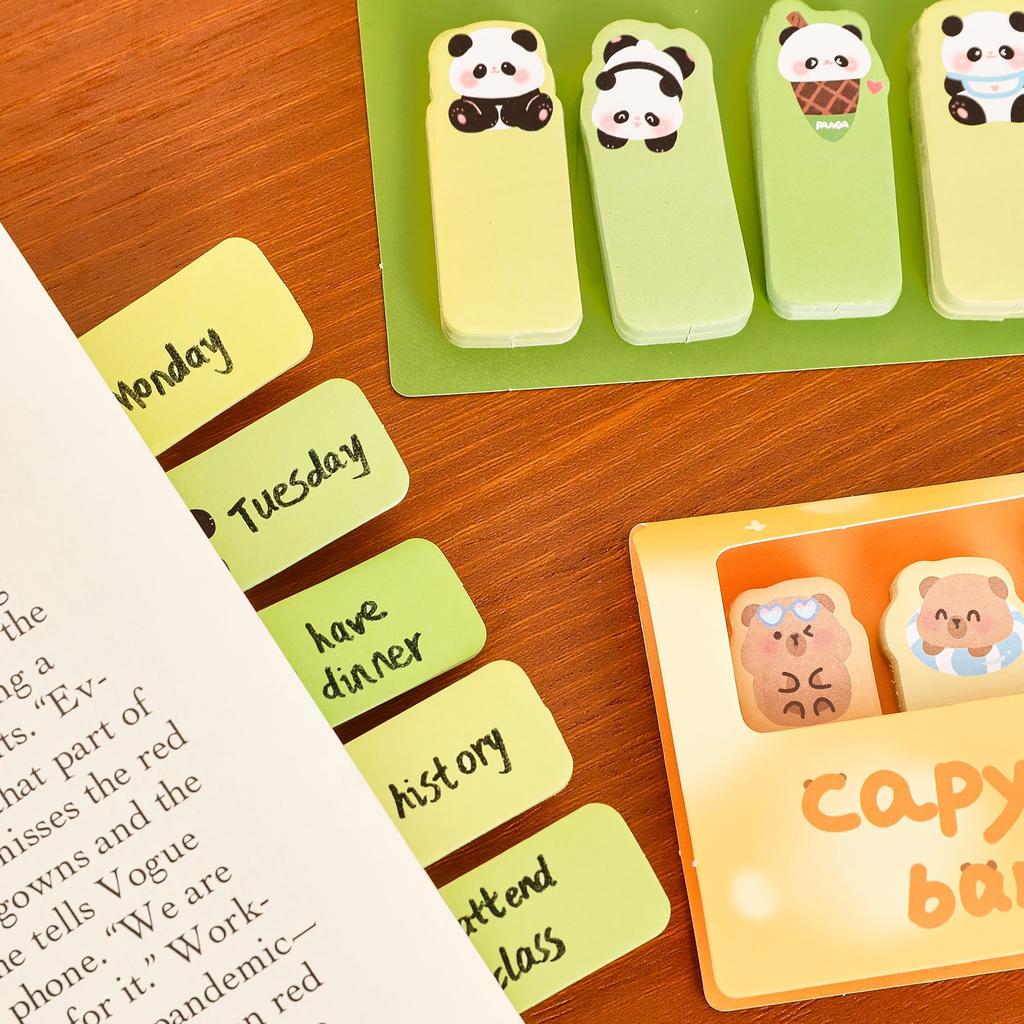 Cute Cartoon Animal Sticky Notes Set High-Aesthetic Reusable Stick Classification Labels Student Study Desk Stationery Thumb Not