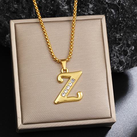 Nový 26 diamantový náhrdelník s anglickými písmeny pro muže a ženy, trendy a kreativní náhrdelník s přívěskem osázeným diamanty
