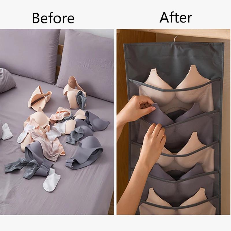 Zweiseitige Hängetasche Faltbare Kleideraufbewahrungstasche Multifunktionale Unterwäsche-Hängetasche Krawatten Schals Socken Aufbewahrungs-Organizer