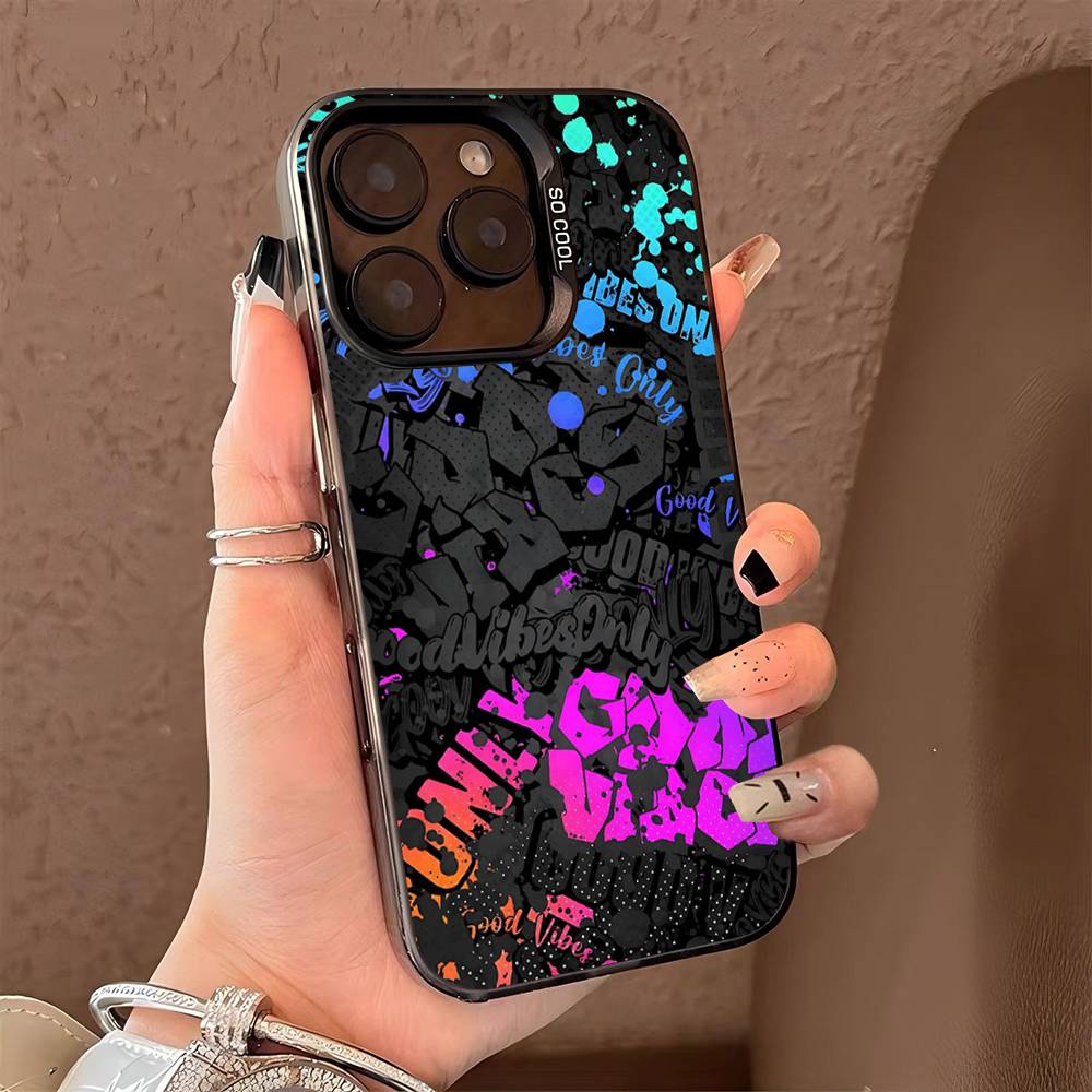 Cool Black Graffiti Color Phone Case For IPhone 17 16 15 14 13 12 11 Pro Max Plus Pro Shell