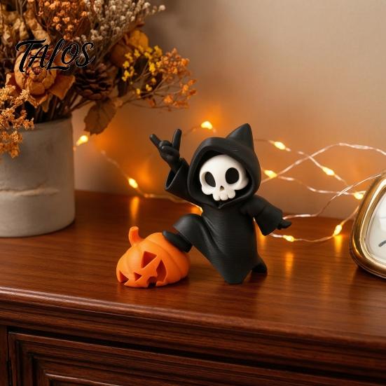 Halloween Pumpkin Skull Figurine Little Ornament, 3D Printed Decor, Cute Desktop Seasonal Spooky Party Supplies for Home Table Decoration And Festive