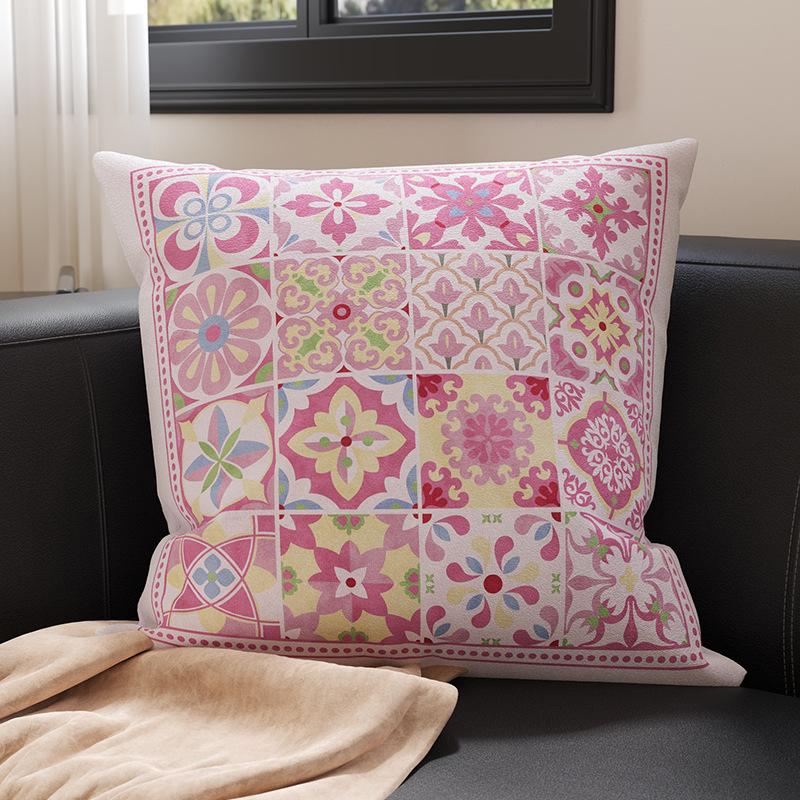 45x45cm French Style Throw Pillow Covers with Insert, Linen Blend Decorative Cushions for Sofa Bed Living Room