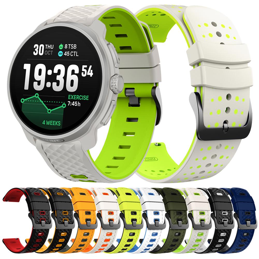 22mm Silicone Two-Tone Watch Bands For SUUNTO RUN 5 9 PEAK PRO/DLC Soft Bracelet For SUUNTO RACE 2/S OCEAN VERTICAL Sports Strap