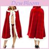 Cozy Dark Red Mrs Santa Claus Fancy Dress Cape With Luxurious White Fur Detailing