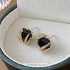 Personalized Dark Square Rhinestone Wheat Ear Studs - European & American Fashion High-Class Earrings for Women