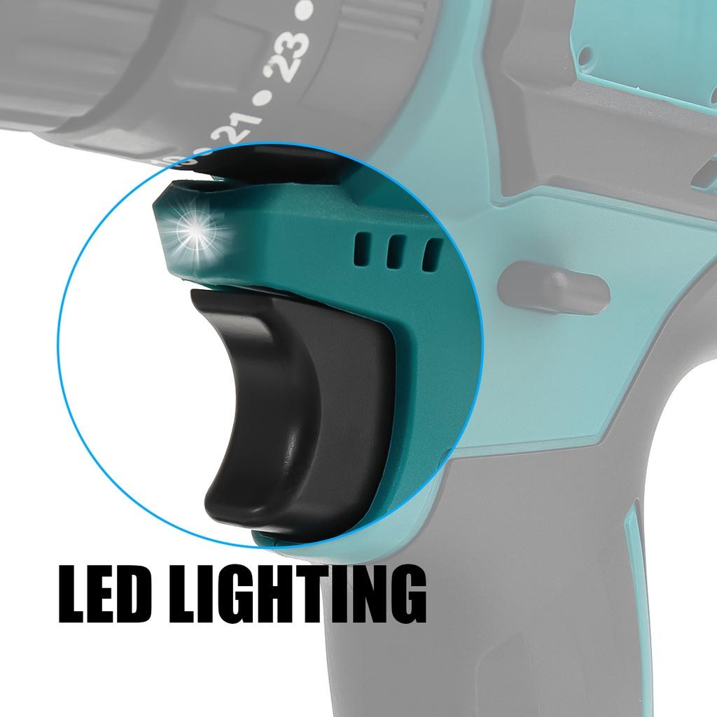 Elektryczny Akumulatorowy Bezszczotkowy Wiertarko-Wkrętarka Udarowa DIY Narzędzie Elektryczne Wiertarka Udarowa Akumulatorowa 25+3 Moment Obrotowy Wiertarka do Lodu 3 W 1 13mm 1500W