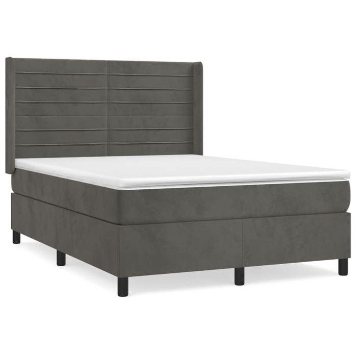 Maison Exclusive - Sommier à lattes de lit et matelas Gris foncé 140x200cm Velours