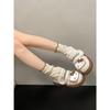 White cartoon non-slip thick-soled snow boots, winter warm, piled and thickened cotton shoes.