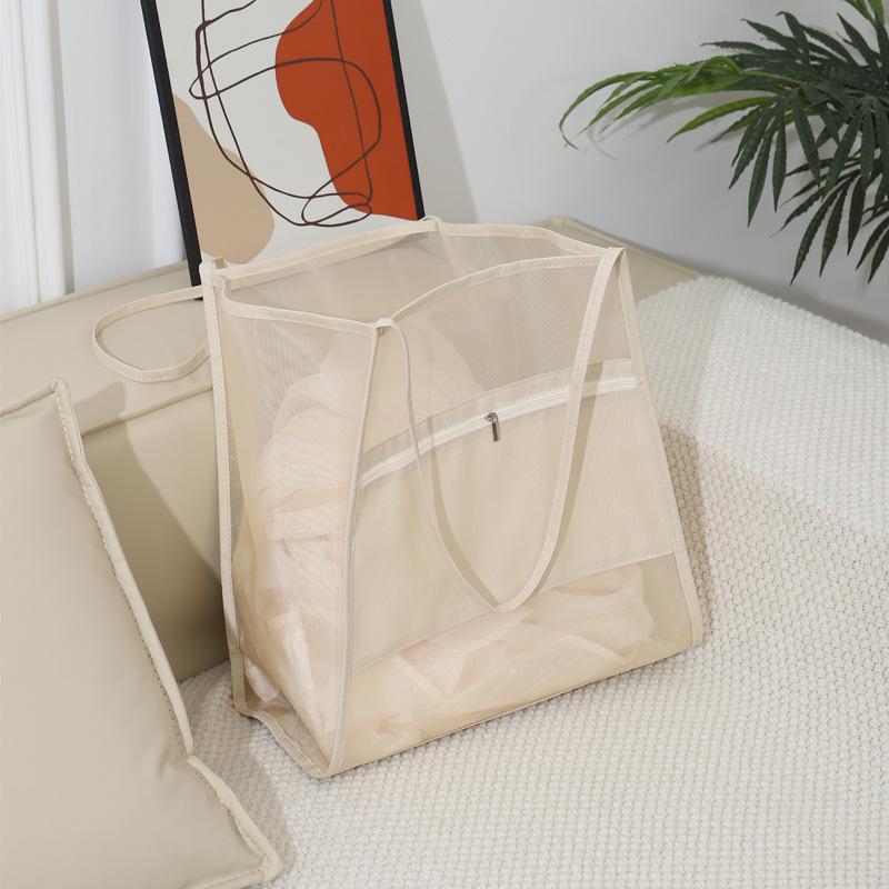 Dámská velká síťovaná plážová taška: Přenosný, Všestranný a Prostorný pro Plavecké a Fitness Nezbytnosti