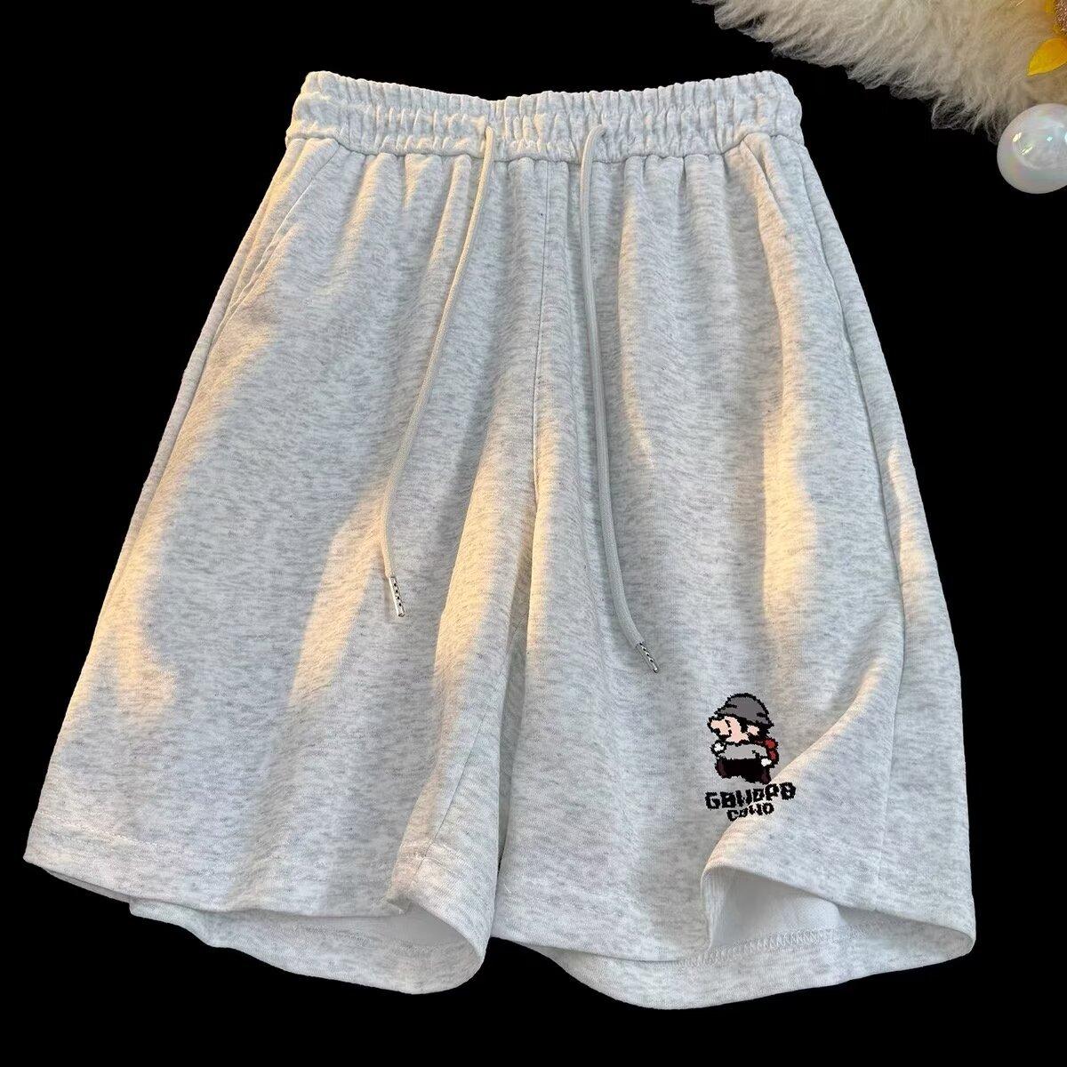 

Мужские летние тонкие шорты с принтом, повседневные, прямого кроя, парные, пятиточечные, свободные, для баскетбола, спортивные, средней длины One size