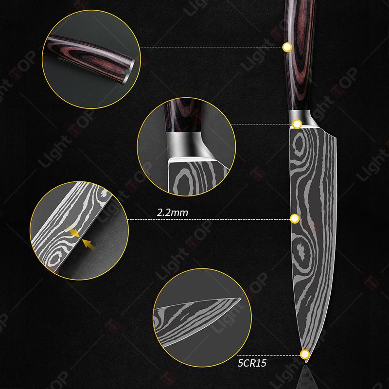 3.5inch Kitchen Fruit Knife Damascus Meat Cleaver Slicing Knife Stainless Steel Fruit Peeler Utility Knife Kitchen Accessories