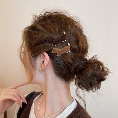 1/2Pcs Girl Hairpin Dachshund Dog Decor Hair Clips Side Bang Hair Pins Hair Accessory New Year Gift