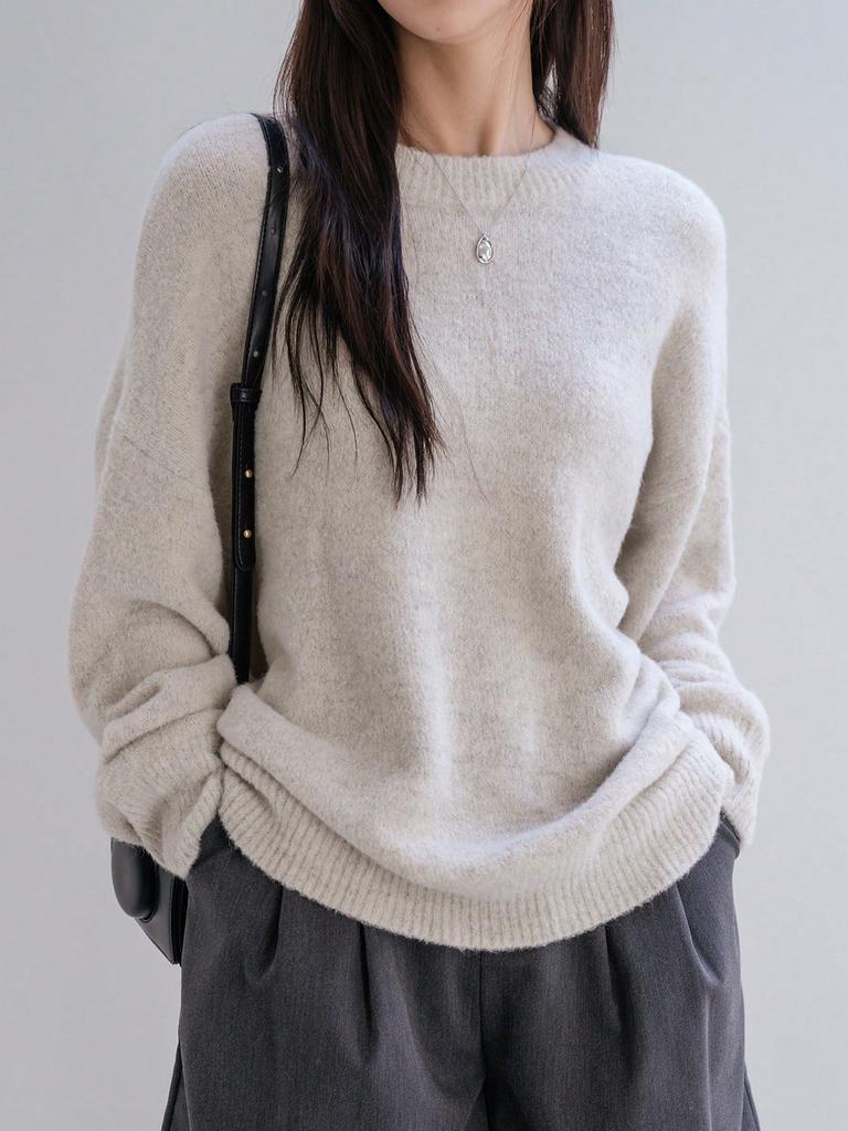 Simple Turtleneck Sweater Round Neck Sweater Solid Color Top