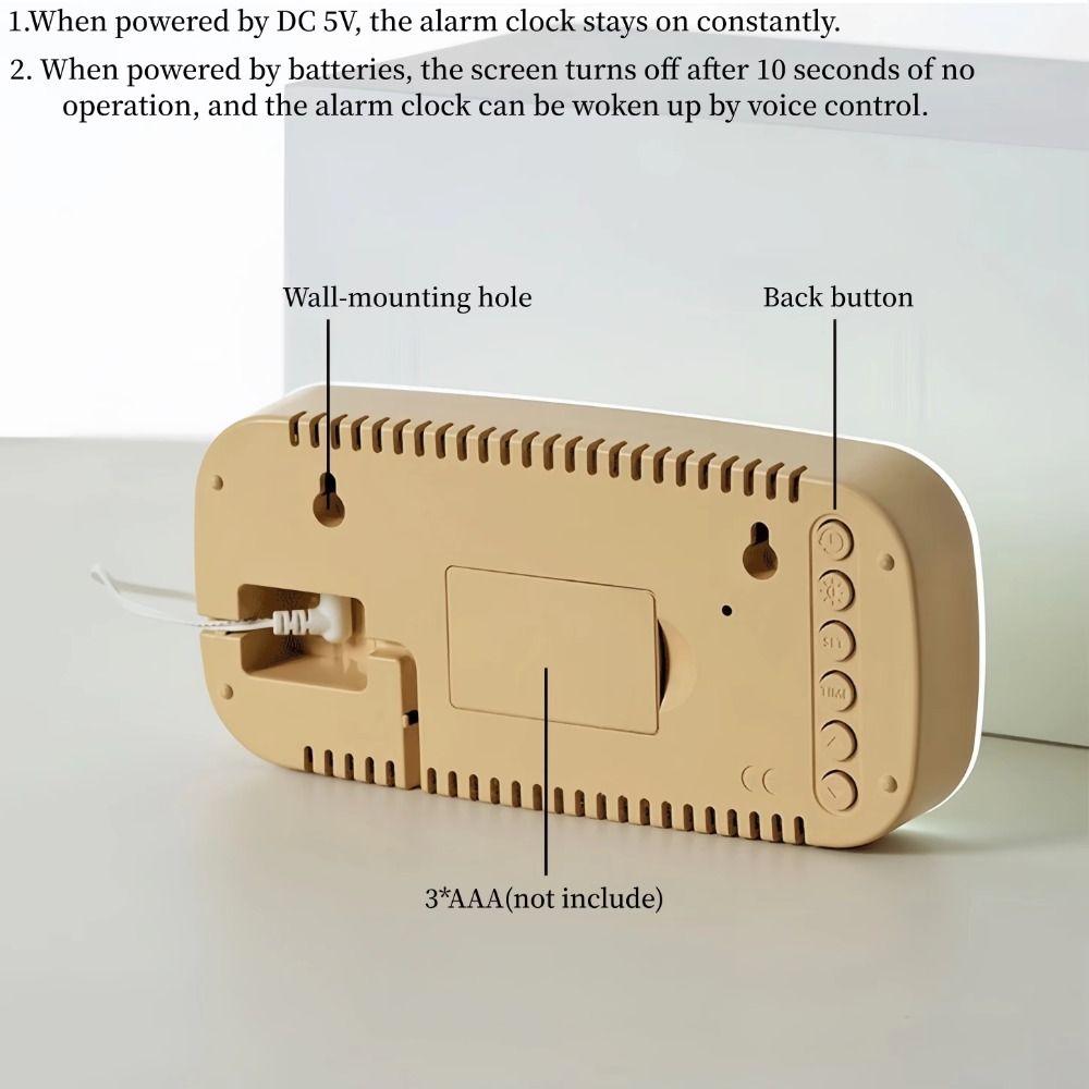 Ambient Light Digital Alarm Clock Temperature Display Electronic Wall Clock Living Room