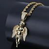HipHop Herren Damen Halskette Vergoldet Iced Out Mikro-Pavé-Steine Engel Anhänger Halsketten Love'sblessing Geschenke