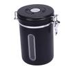Coffee Canister and Spoon 1.8L Capacity 304 Stainless Steel Airtight Tea Coffee Storage Jar with Window Exhaust Valve
