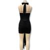 Women's Sexy Leopard Print Slim Fit Halter Dress - Spring/Summer Fashion with Deep V Backless Design