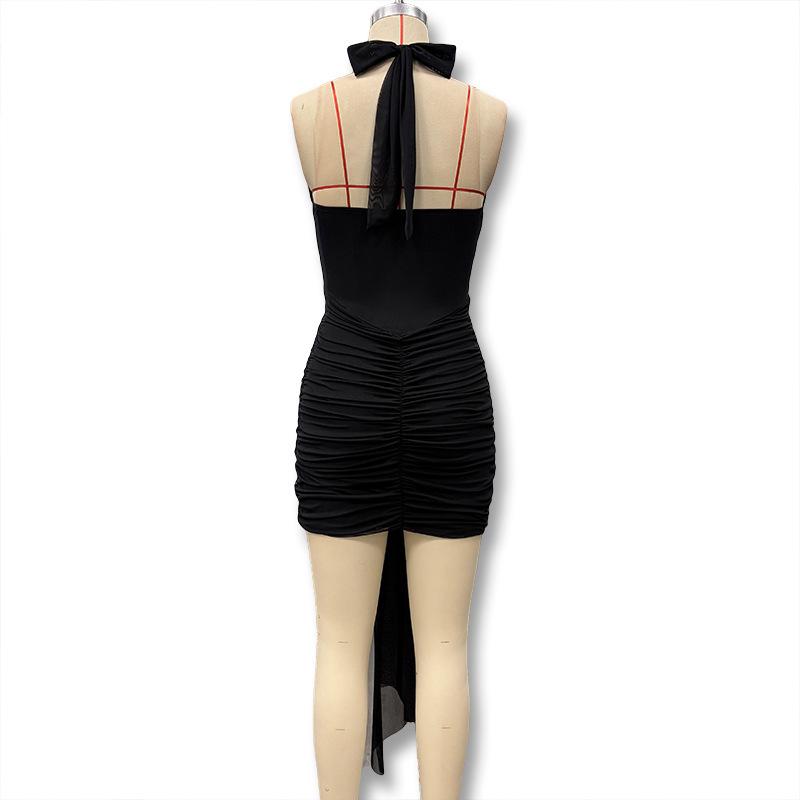 Women's Sexy Leopard Print Slim Fit Halter Dress - Spring/Summer Fashion with Deep V Backless Design