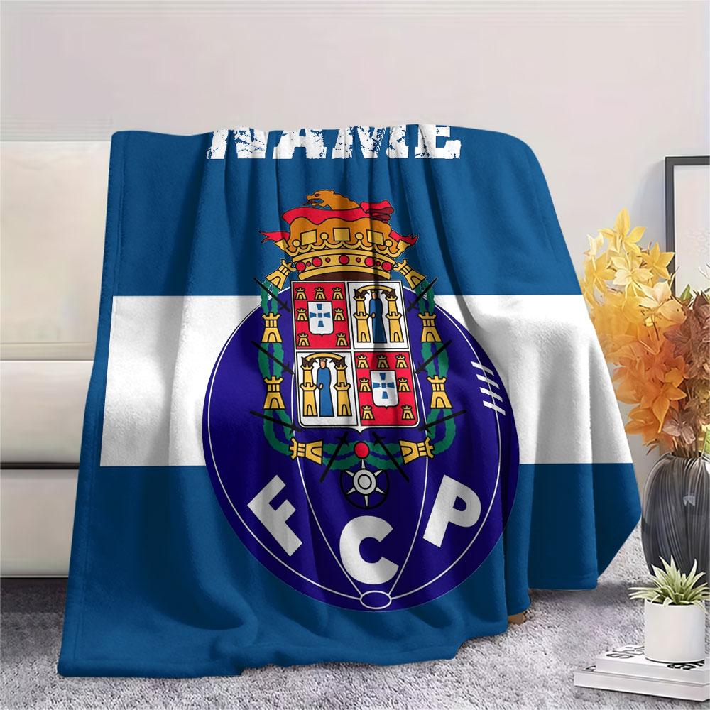 Custom Name,FC Porto Printed Flannel Blanket, soft throw for bedroom sofa, washable, Christmas present, great gift.